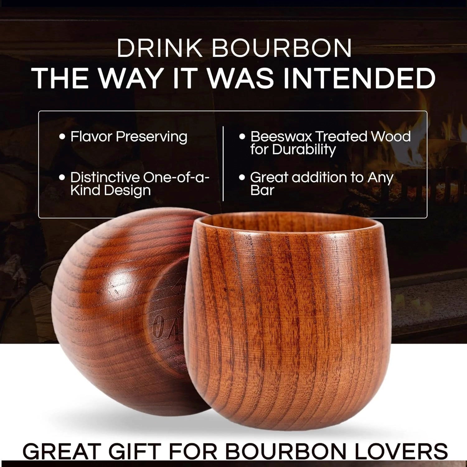 The Original Charred Wooden Bourbon Drinking Glass