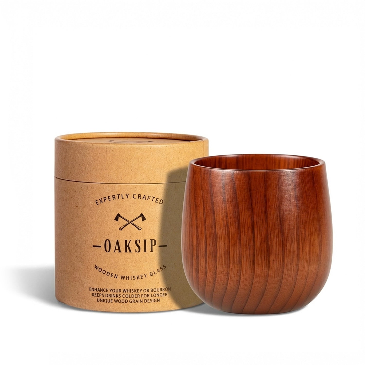 The Original Charred Wooden Bourbon Drinking Glass